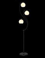 Торшер напольный на три лампы (светильник) Мелодия Света плафоны из стекла 220В Черный картинка 